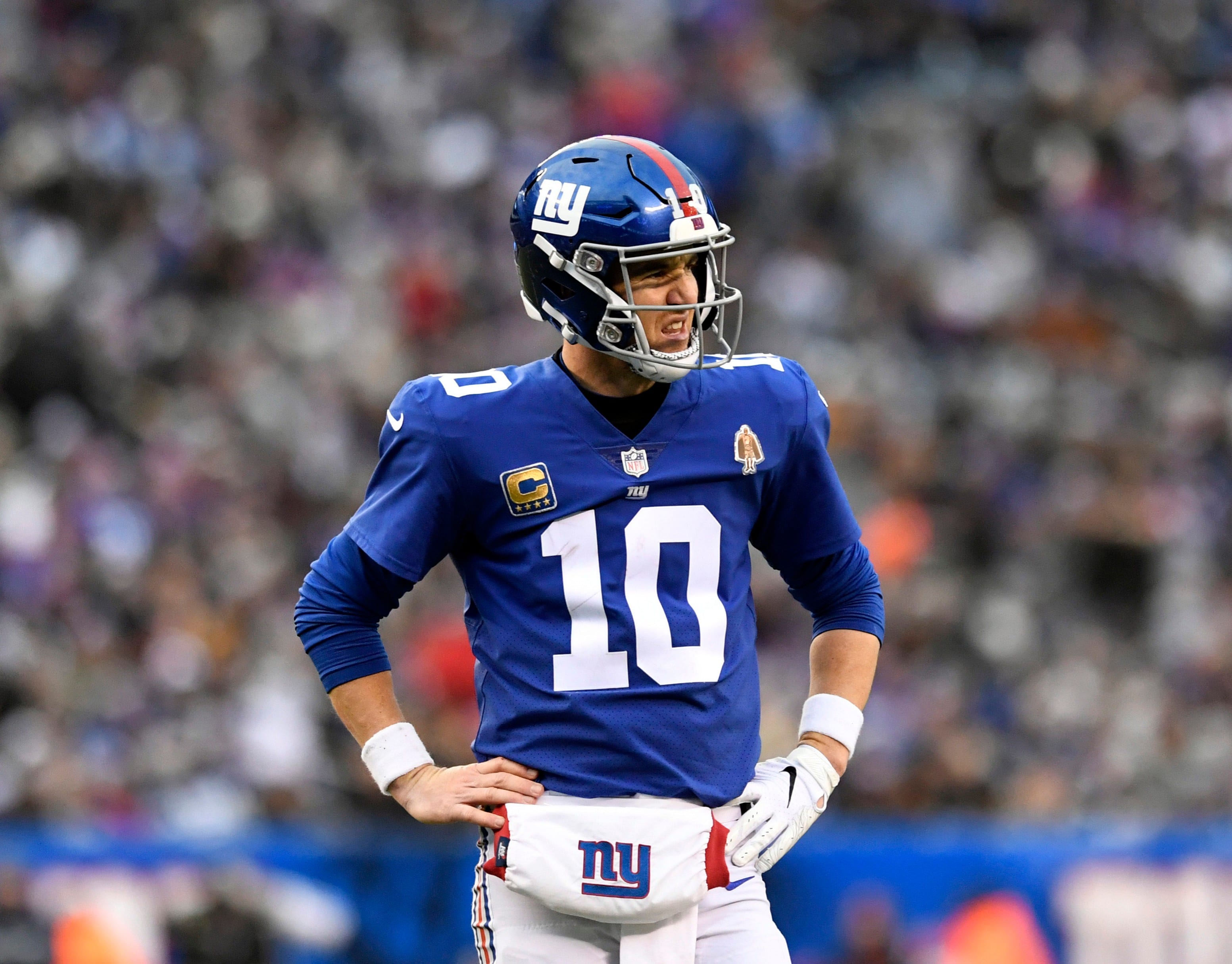 برنيطة عسكرية New York Giants #10 Eli Manning 2014 Blue Hoodie برنيطة عسكرية