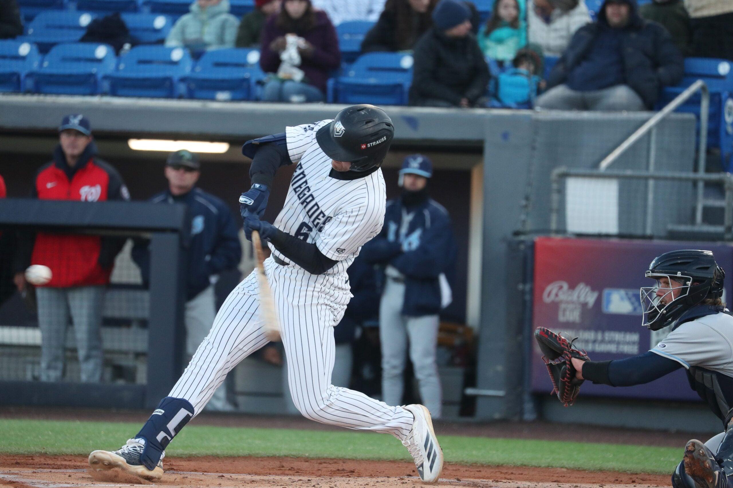 Hudson Valley’s Kaeden Kent at bat during opening day versus Wilmington at Heritage Financial Park on April 7, 2026.