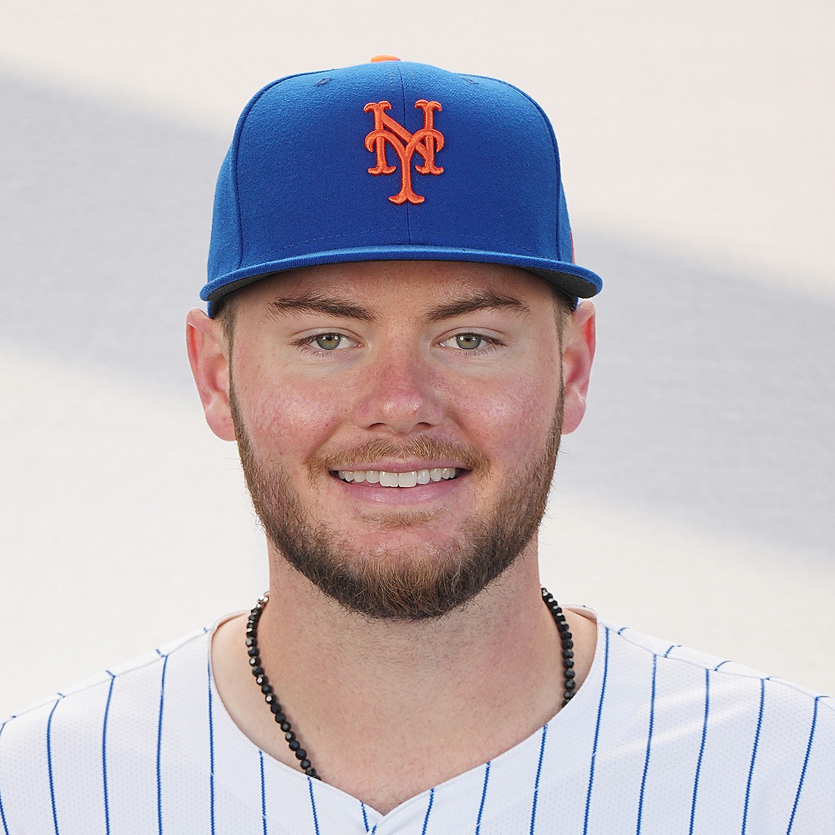 Feb 22, 2024; Port St. Lucie, FL, USA; New York Mets pitcher Christian Scott (96) poses for a photo during media day. Mandatory Credit: Jim Rassol-USA TODAY Sports