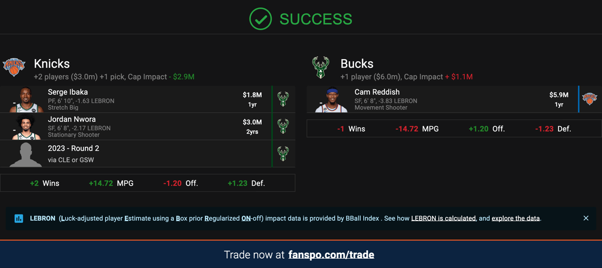 Bucks-Knicks potential trade 2