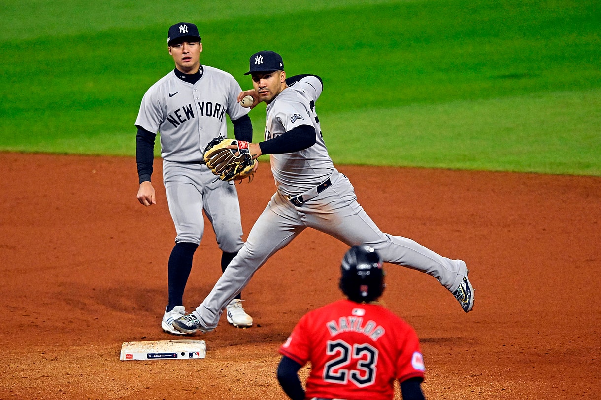 MLB: ALCS-New York Yankees at Cleveland Guardians, gleyber torres