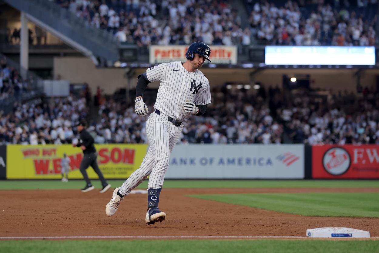 Ryan McMahon fielding third base for the Yankees