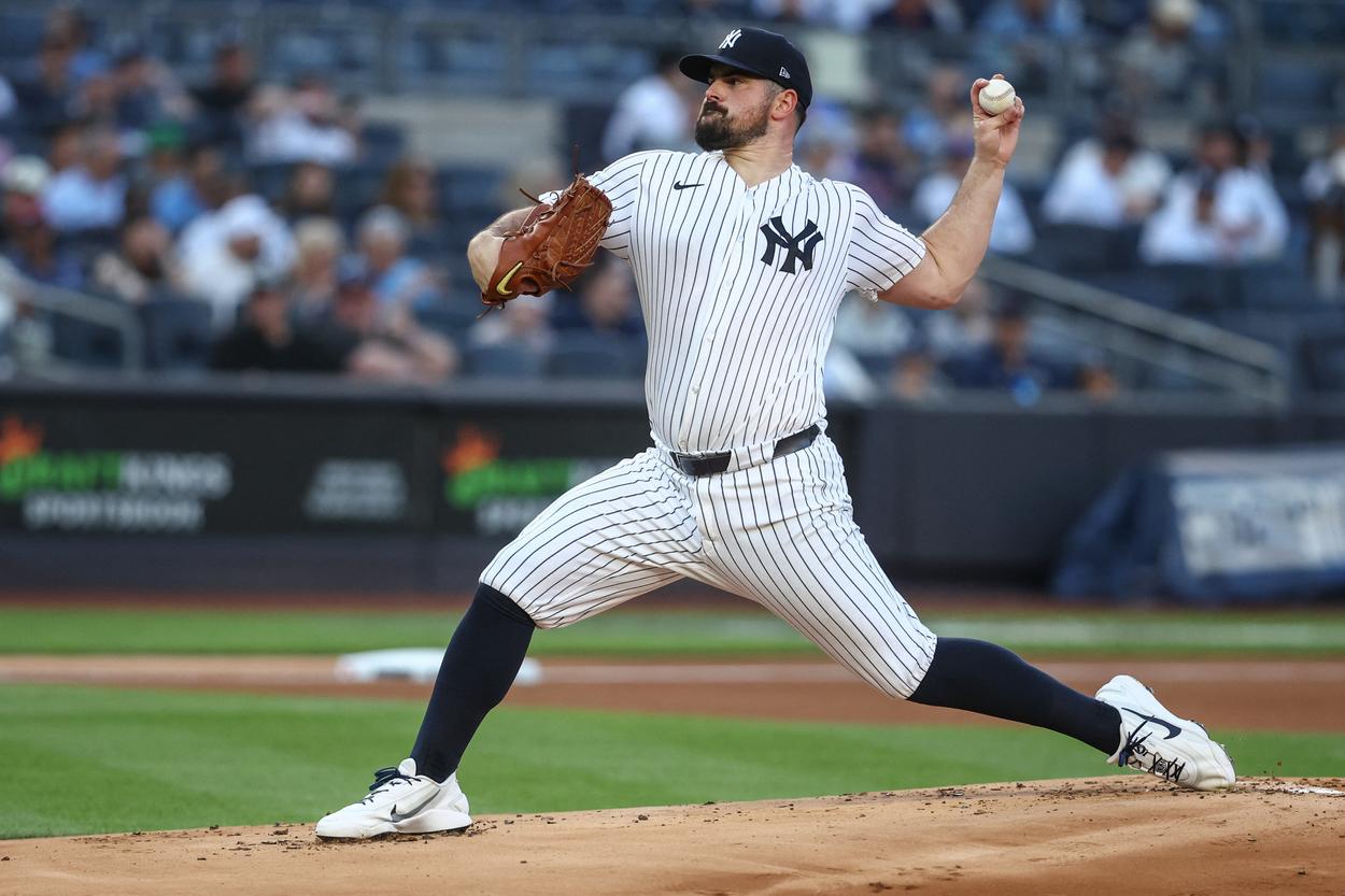 Carlos Rodon pitching for the Yankees