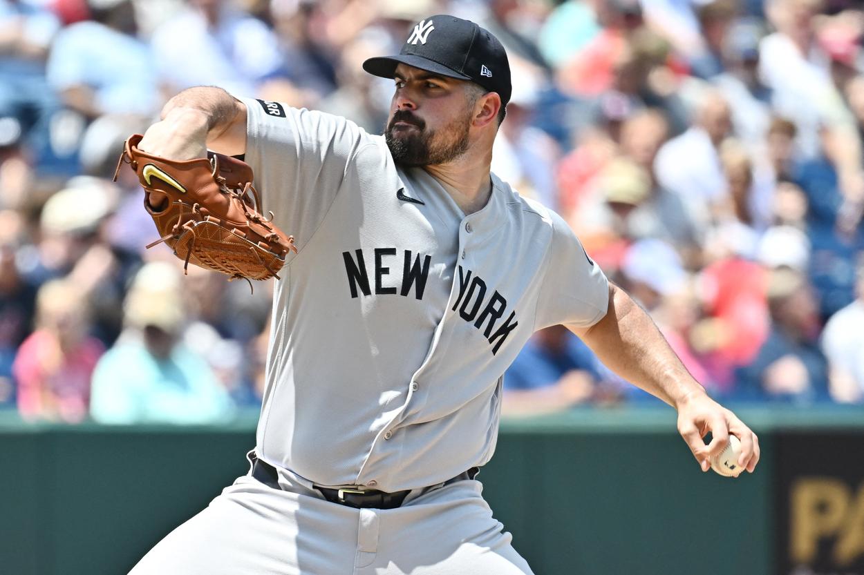 Carlos Rodón pitching for the Yankees