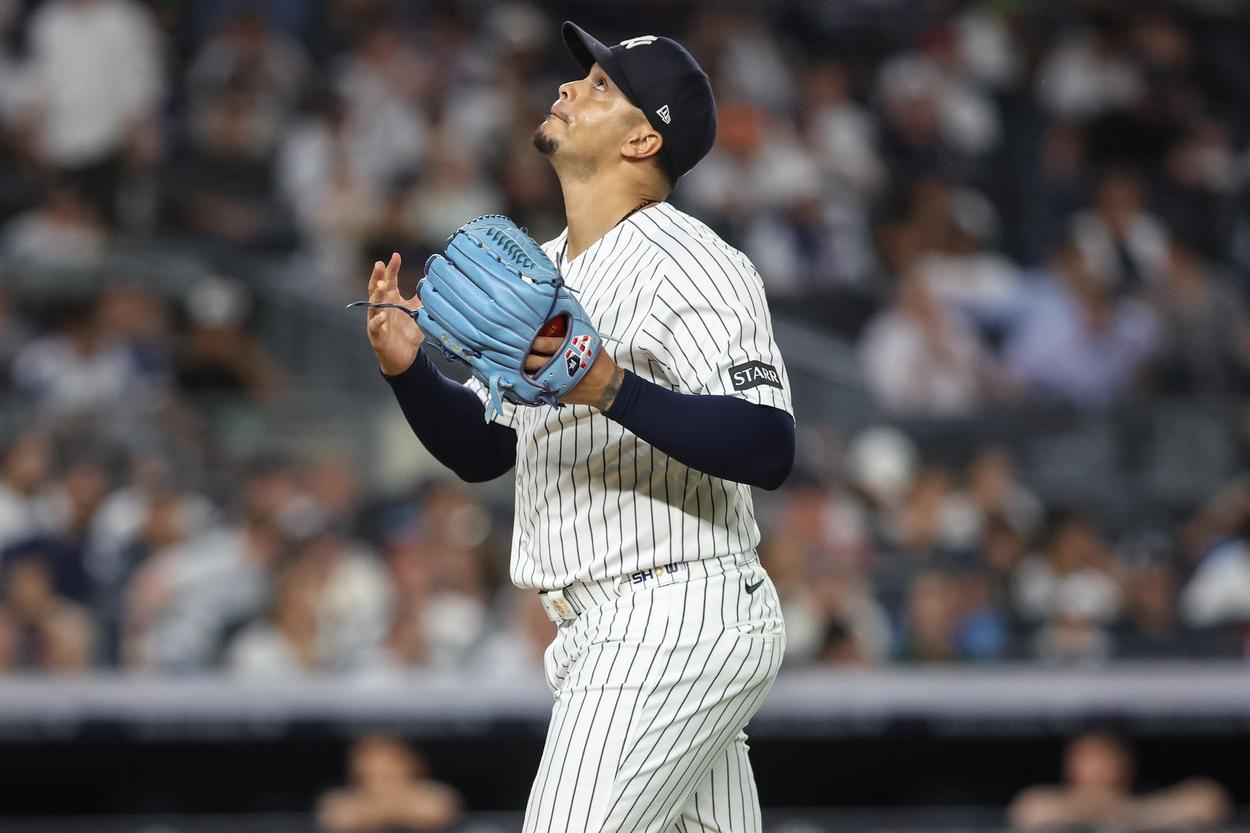 Fernando Cruz reacting after an inning for the Yankees