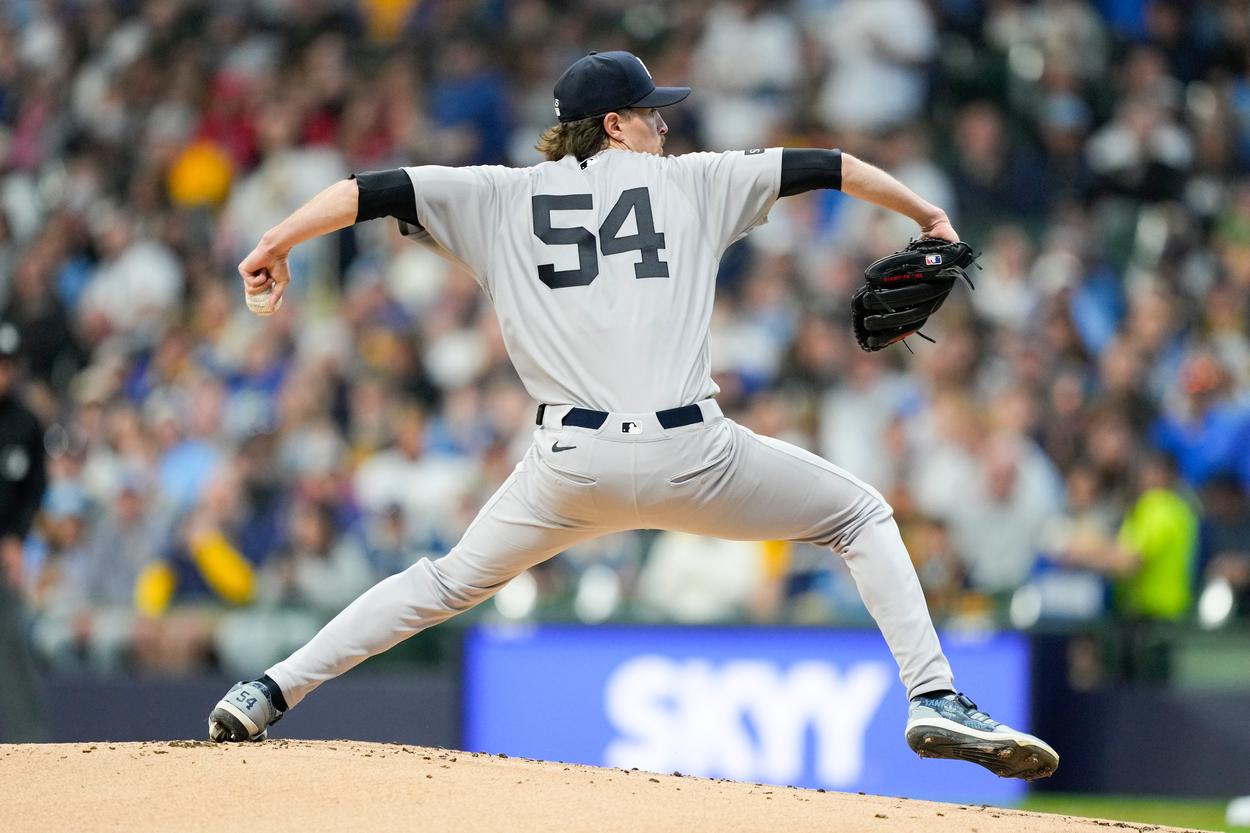Max Fried pitching for the Yankees during a game