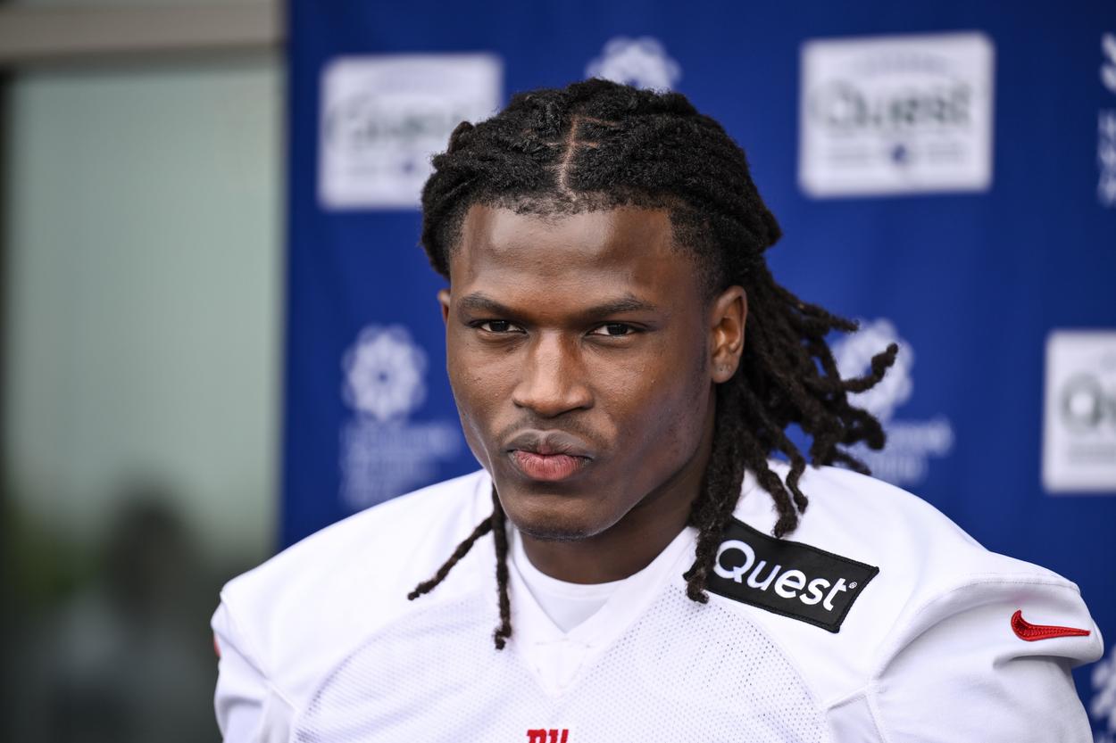 Arvell Reese working at Giants minicamp