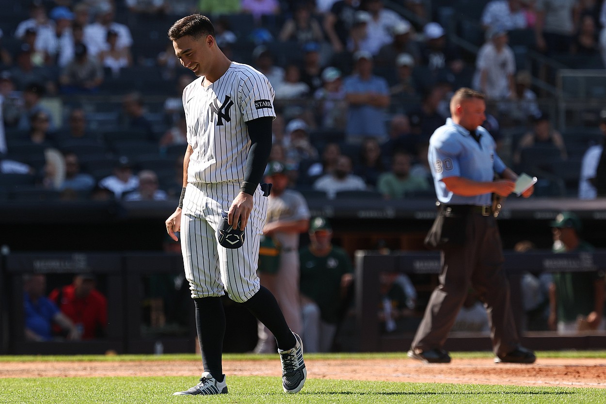 MLB: Athletics at New York Yankees, anthony volpe