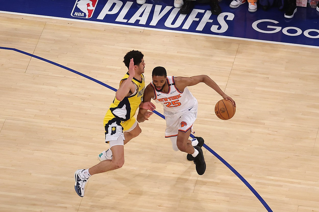 NBA: Playoffs-Indiana Pacers at New York Knicks, mikal bridges