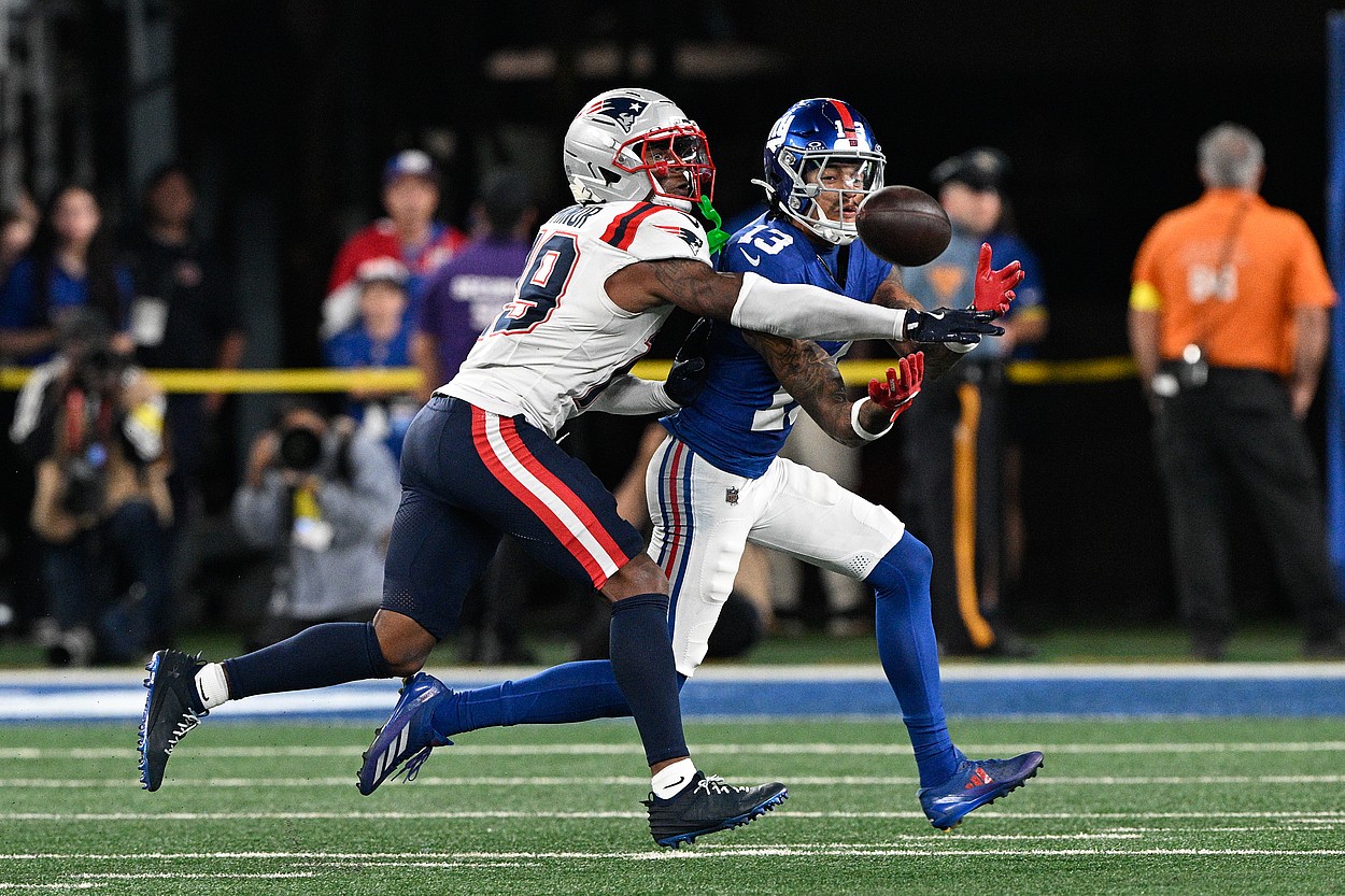 NFL: New England Patriots at New York Giants, jalin hyatt