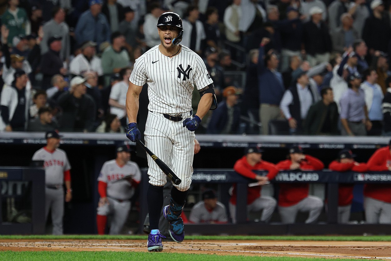 MLB: Wildcard-Boston Red Sox at New York Yankees, giancarlo stanton