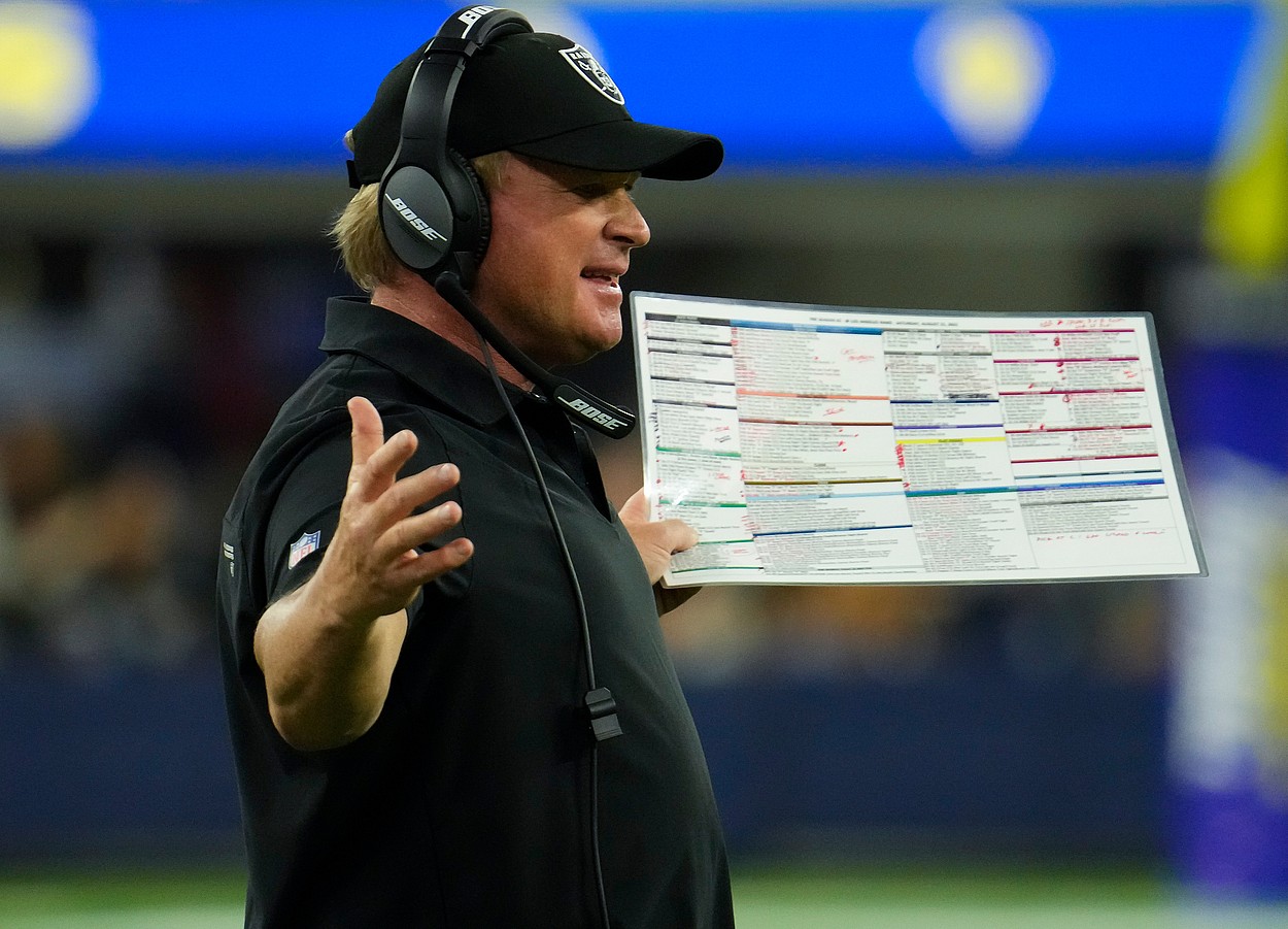 Jon Gruden, giants, NFL: Las Vegas Raiders at Los Angeles Rams