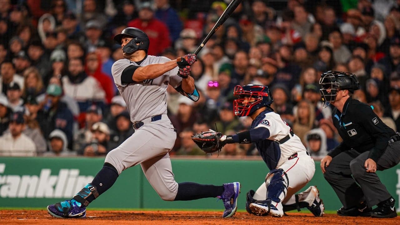 Giancarlo Stanton hitting for the Yankees