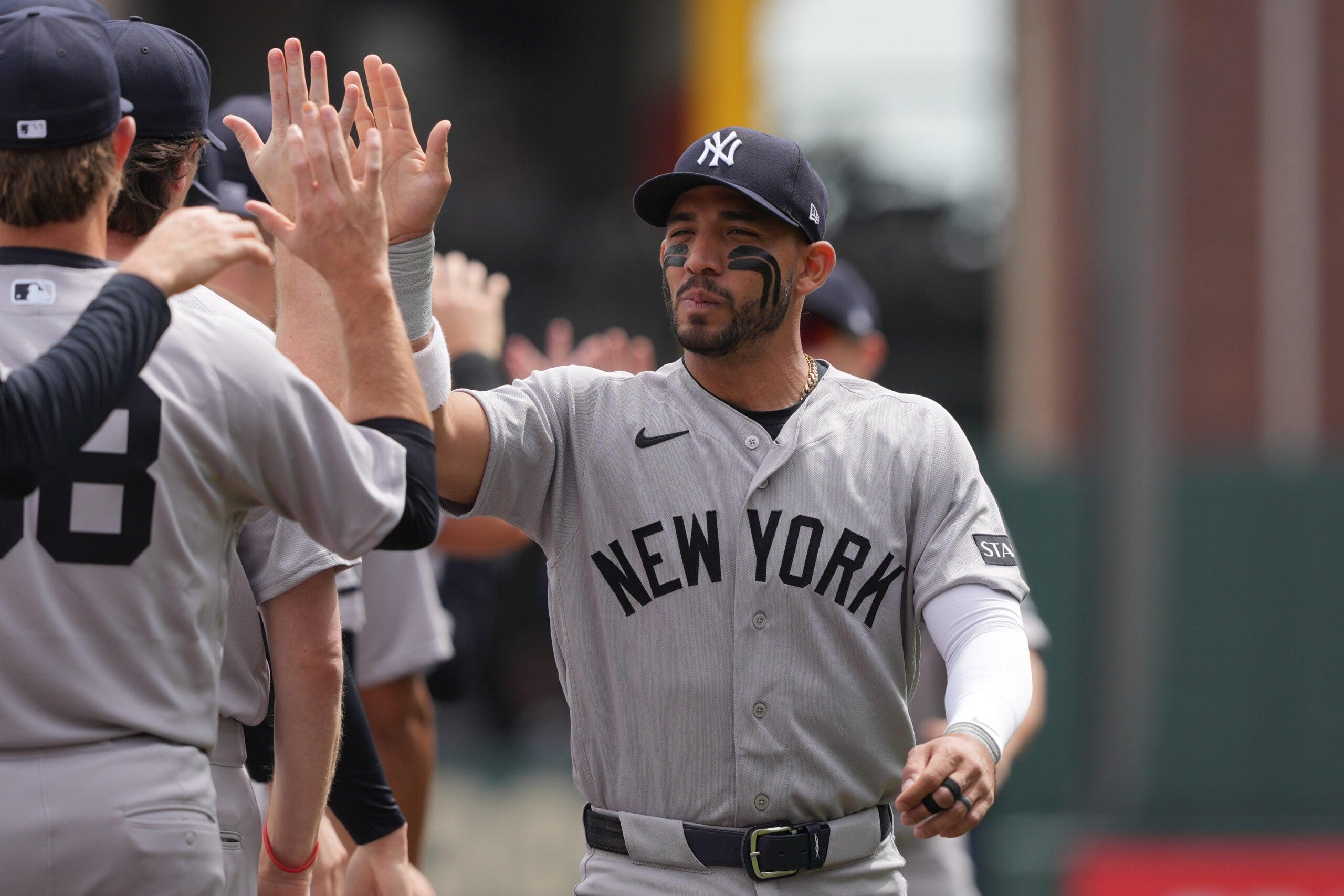 Jose Caballero playing shortstop for the Yankees