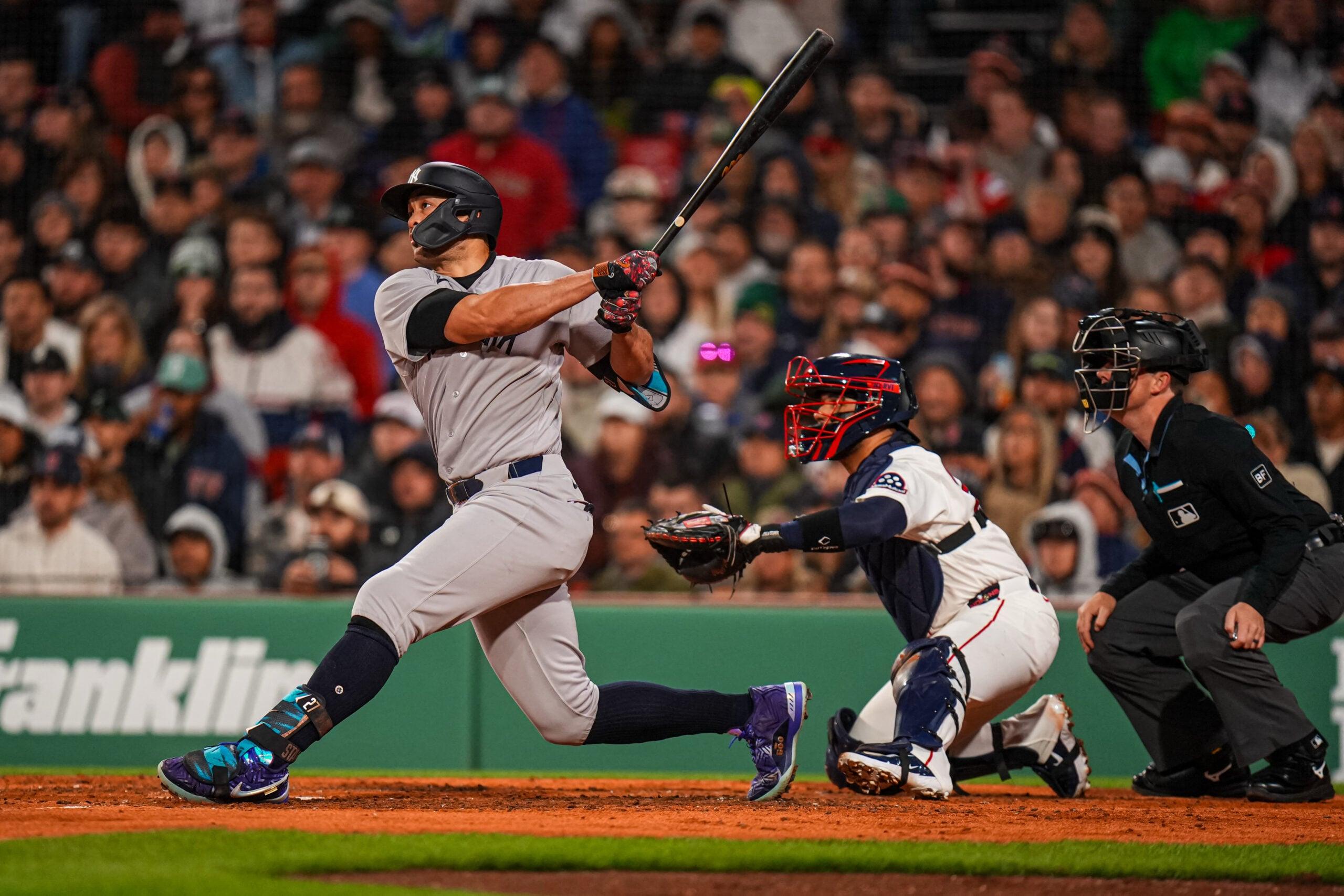 Giancarlo Stanton hitting for the Yankees