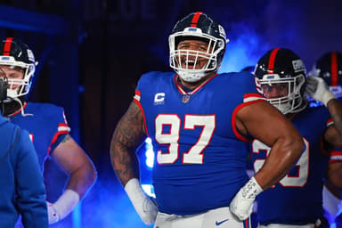 New York Giants defensive tackle Dexter Lawrence II (97) looks on before the game against the Green Bay Packers at MetLife Stadium