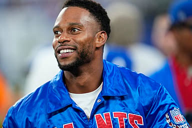 Former New York Giants player, Victor Cruz, is shown before the game against the Dallas Cowboys. Sunday, September 10, 2023