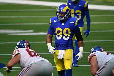 Los Angeles Rams defensive end Aaron Donald (99) during the second half against the New York Giants at SoFi Stadium