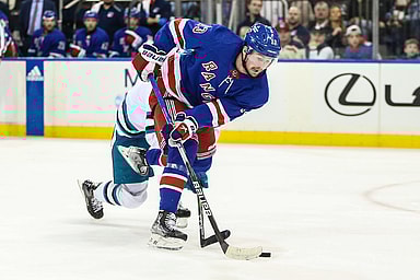 New York Rangers left wing Alexis Lafreniere (13) at Madison Square Garden