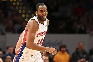 Detroit Pistons guard Alec Burks (14)  (New York Knicks trade target)