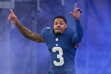 New York Giants wide receiver Sterling Shepard (3) enters the field during introductions the field before the game against the Philadelphia Eagles at MetLife Stadium