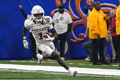 Texas Longhorns wide receiver Xavier Worthy (1) (New York Giants prospect)