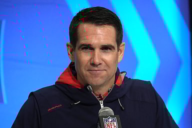 Feb 27, 2024; Indianapolis, IN, USA; New York Giants general manager Joe Schoen speaks during a press conference during the NFL Scouting Combine at Indiana Convention Center. Mandatory Credit: Kirby Lee-USA TODAY Sports