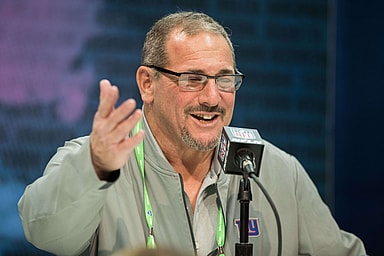 Feb 25, 2020; Indianapolis, Indiana, USA; New York Giants general manager Dave Gettleman speaks to the media during the 2020 NFL Combine in the Indianapolis Convention Center. Mandatory Credit: Trevor Ruszkowski-USA TODAY Sports