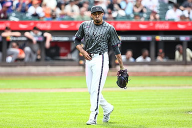 May 25, 2024; New York City, New York, USA;  New York Mets pitcher Edwin Díaz (39) walks off the mound after blowing the save in the ninth inning against the San Francisco Giants at Citi Field. Mandatory Credit: Wendell Cruz-USA TODAY Sports