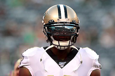 Aug 24, 2019; East Rutherford, NJ, USA; New Orleans Saints wide receiver Michael Thomas (13) warms up before playing against the New York Jets at MetLife Stadium. Mandatory Credit: Vincent Carchietta-USA TODAY Sports