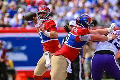 NFL: Minnesota Vikings at New York Giants, Daniel Jones, John Michael Schmitz