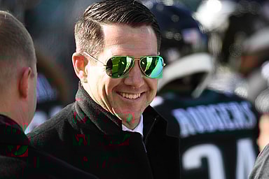 Jan 5, 2025; Philadelphia, Pennsylvania, USA; New York Giants general manager Joe Schoen before game against the Philadelphia Eagles at Lincoln Financial Field. Mandatory Credit: Eric Hartline-Imagn Images