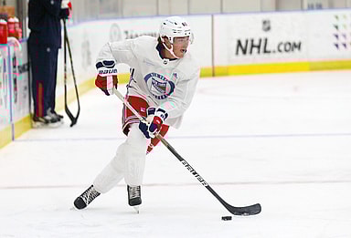 Brett Berard takes part in the Rangers Prospect Development Camp at the Rangers Training facility in Tarrytown July 12, 2022.