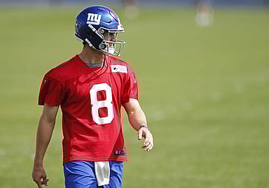 New York Giants rookie quarterback, Daniel Jones during voluntary OTAs.