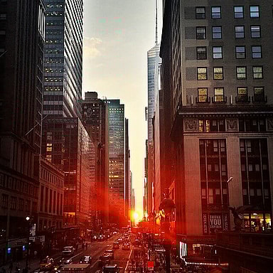 beautiful sunset in new york city