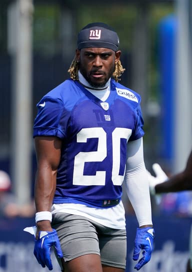 New York Giants rookie running back Eric Gray on the first day of training camp at Quest Diagnostics Training Facility