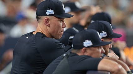 Aaron Judge watching from the Yankees dugout