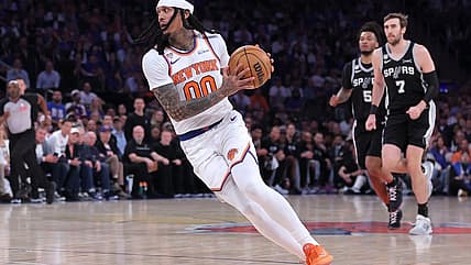Jordan Clarkson handling the ball for the Knicks during the NBA Finals