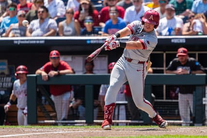 NCAA Baseball: College World Series-Arkansas v Murray State, Logan Maxwell, yankees