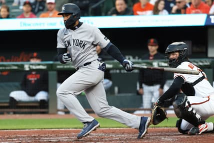 Amed Rosario hitting for the Yankees against the Orioles