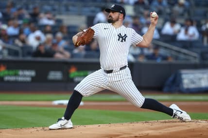 Carlos Rodon pitching for the Yankees