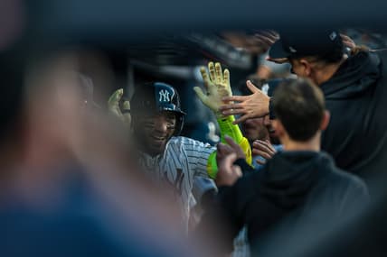 José Caballero running the bases for the Yankees
