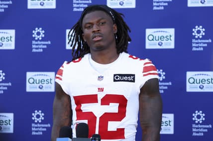 Arvell Reese speaks after Giants minicamp practice