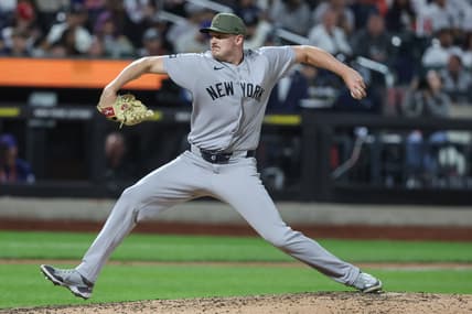 Brent Headrick pitches for the Yankees against the Mets