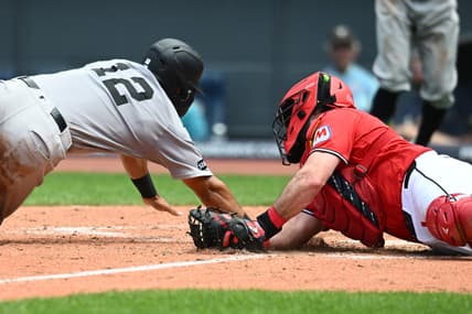 Trent Grisham running the bases for the Yankees