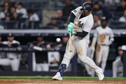 Jasson Dominguez hits an RBI single for the Yankees against the Orioles