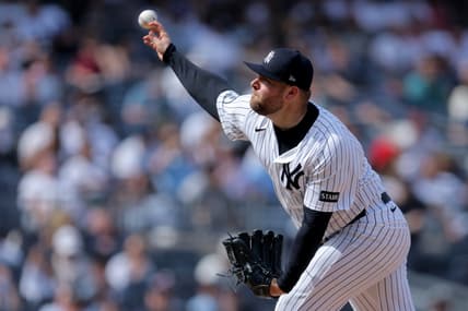 David Bednar pitches for the Yankees against the Guardians