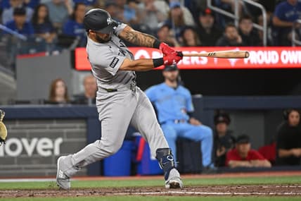 Jasson Dominguez playing right field for the Yankees