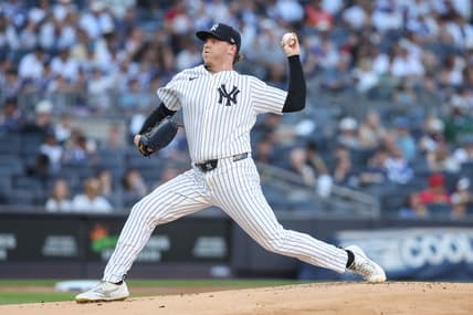 Ryan Weathers pitching for the Yankees
