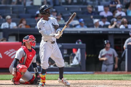 Jazz Chisholm Jr. hits a three-run home run for the Yankees against the Red Sox